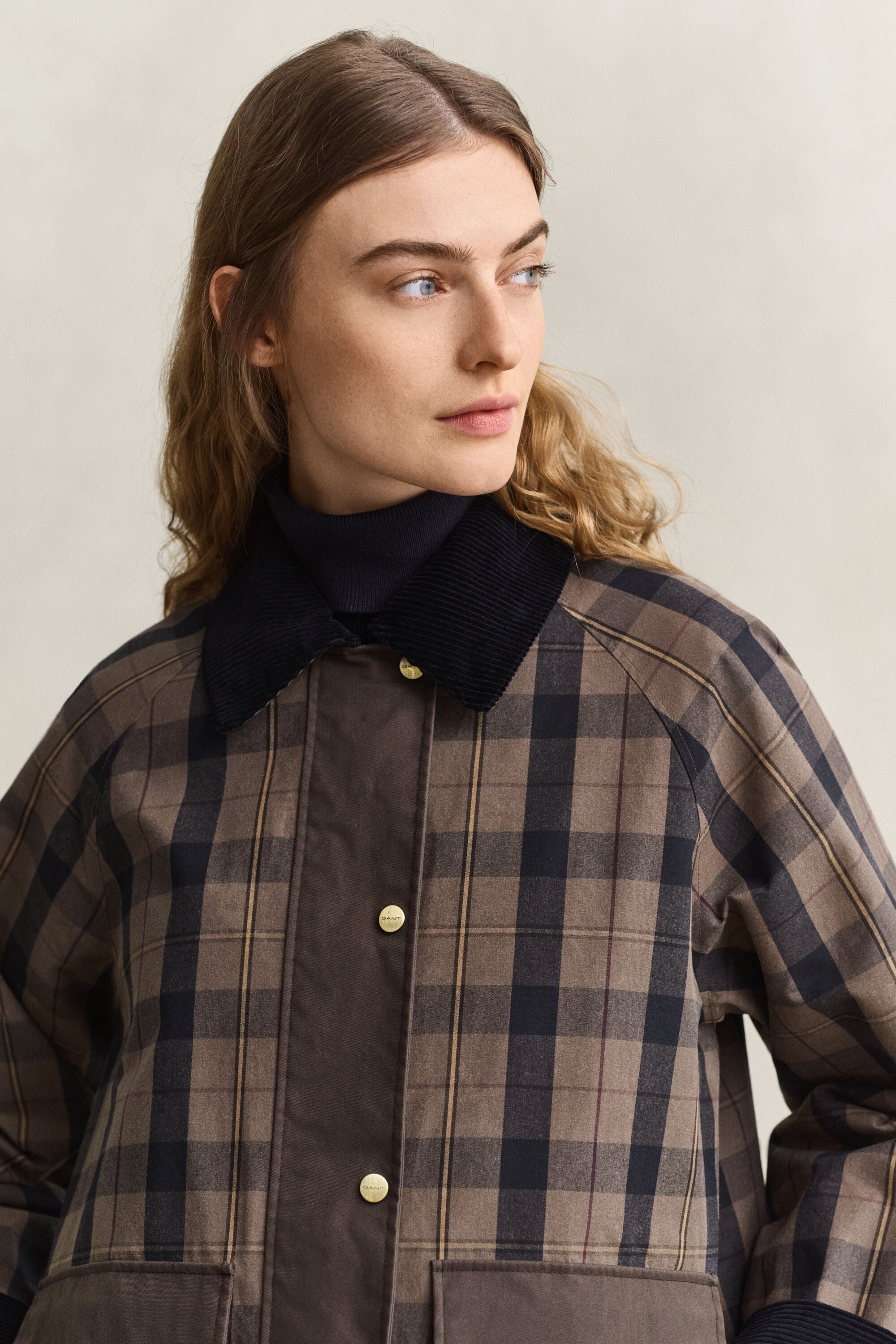 Chaqueta encerada a cuadros
