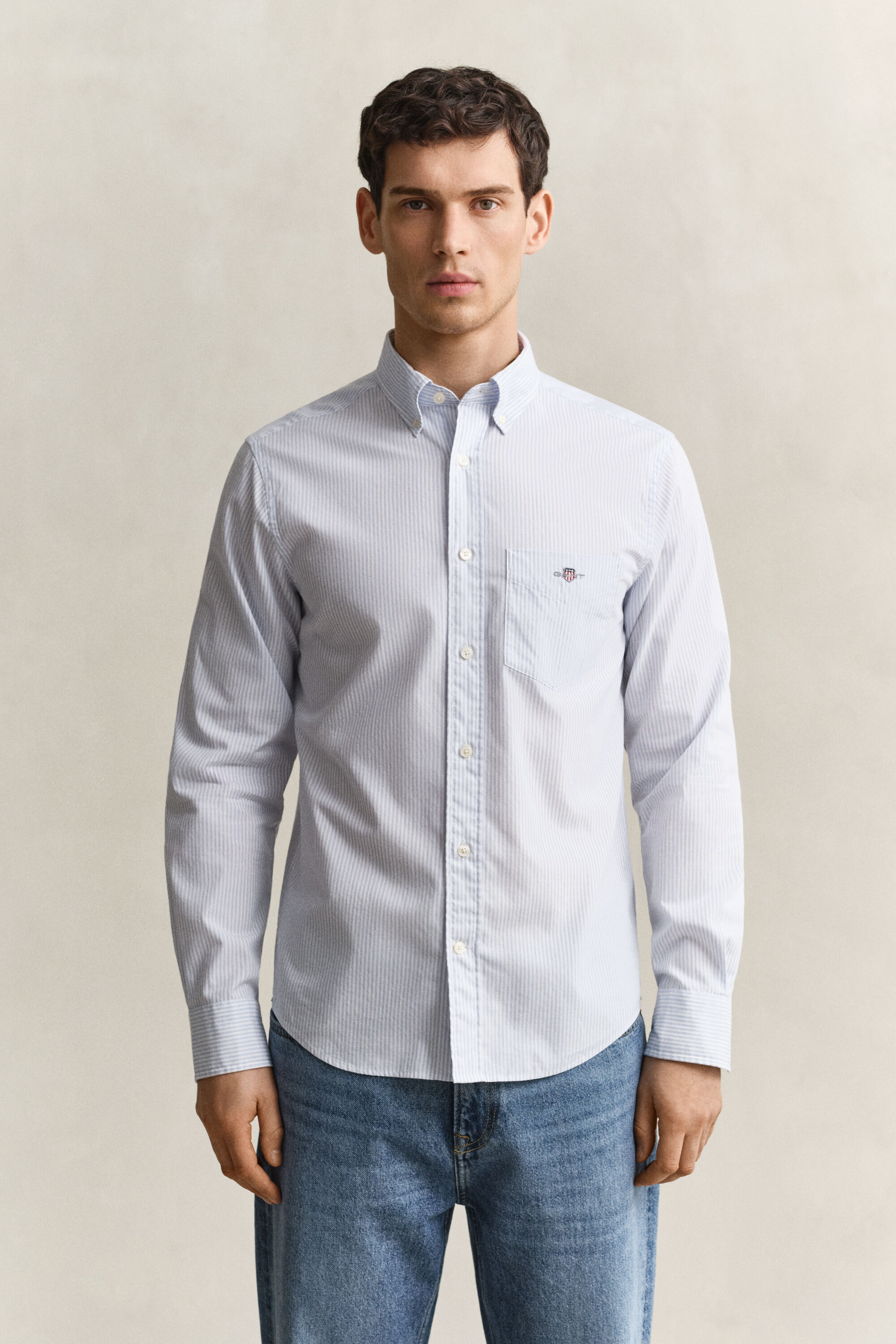 Camisa de popelina Regular Fit clásica de rayas
