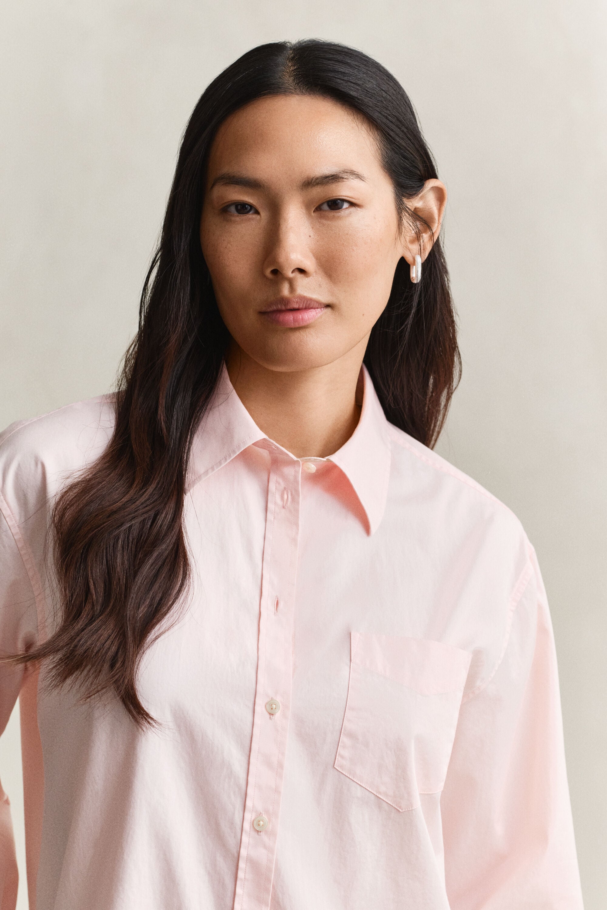 Camisa clásica de popelina con manga ancha