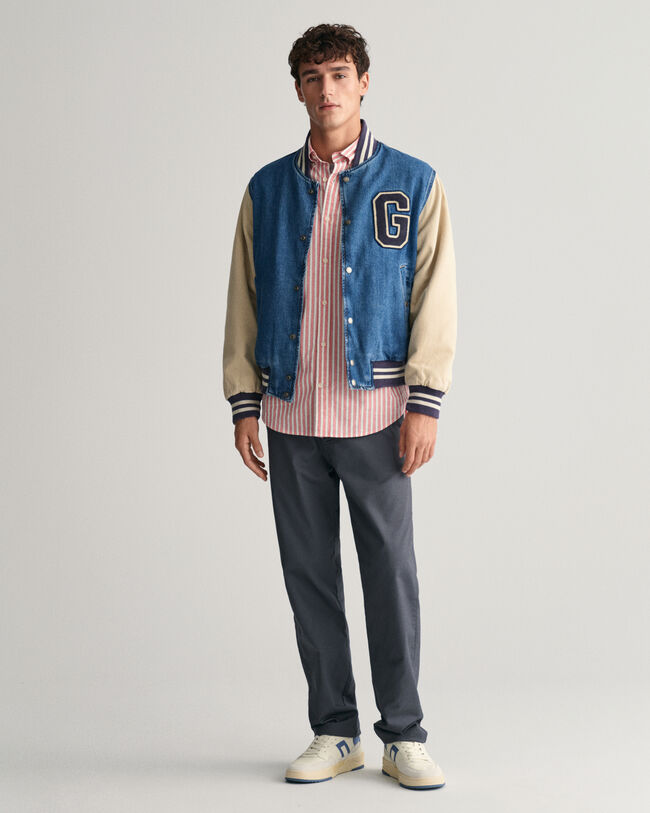 Camisa Regular Fit de lino y algod&oacute;n a rayas