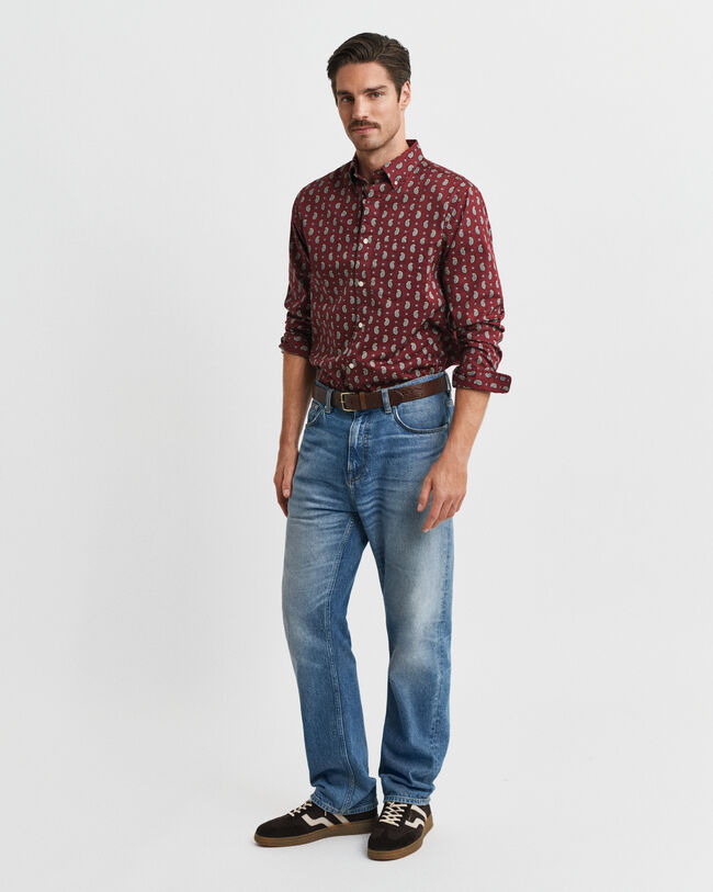 Camisa Regular Fit de sarga con estampado de cachemir