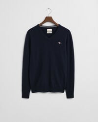 Jersey de cuello de pico en lana de oveja muy fina