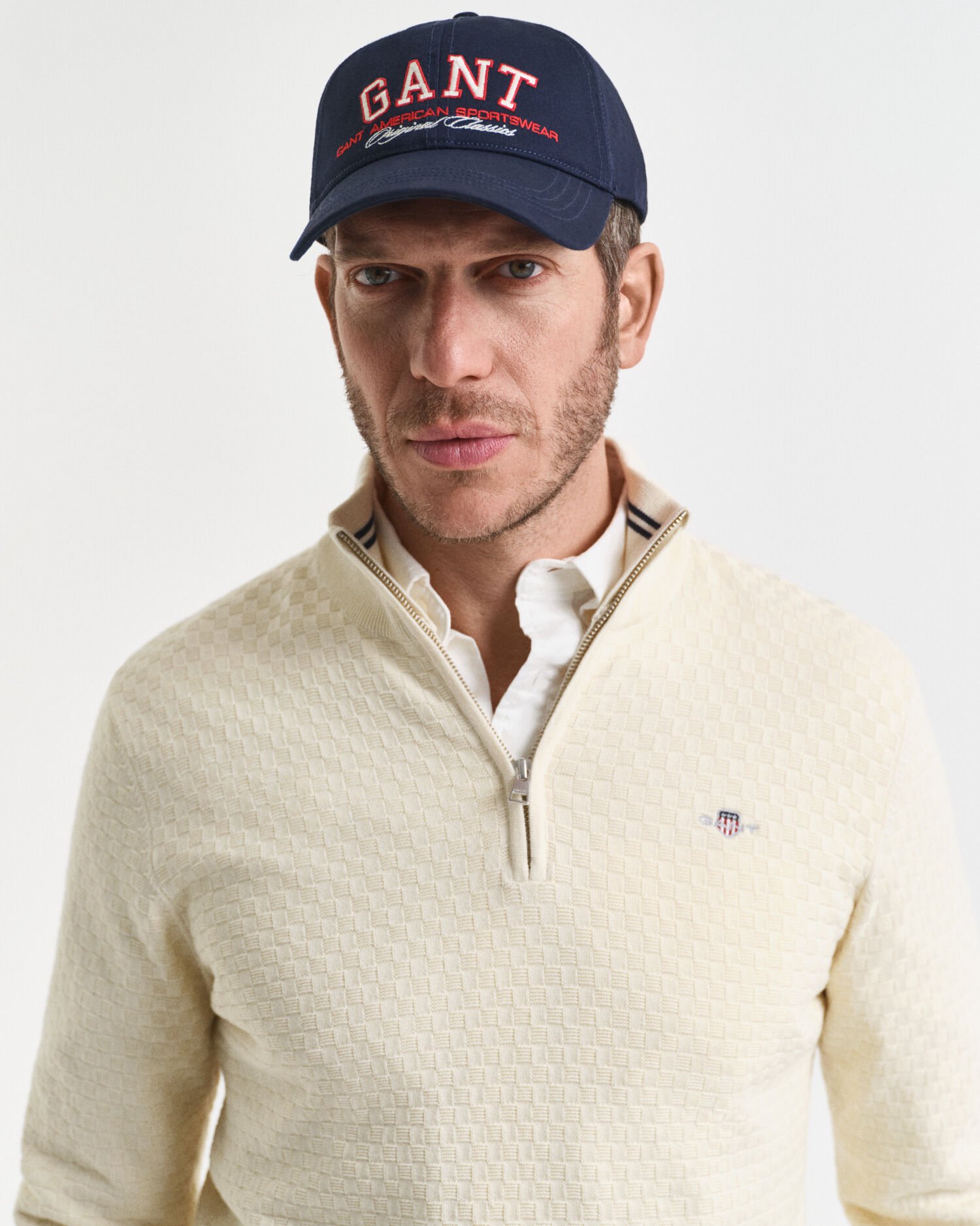 Jersey con media cremallera y microtextura