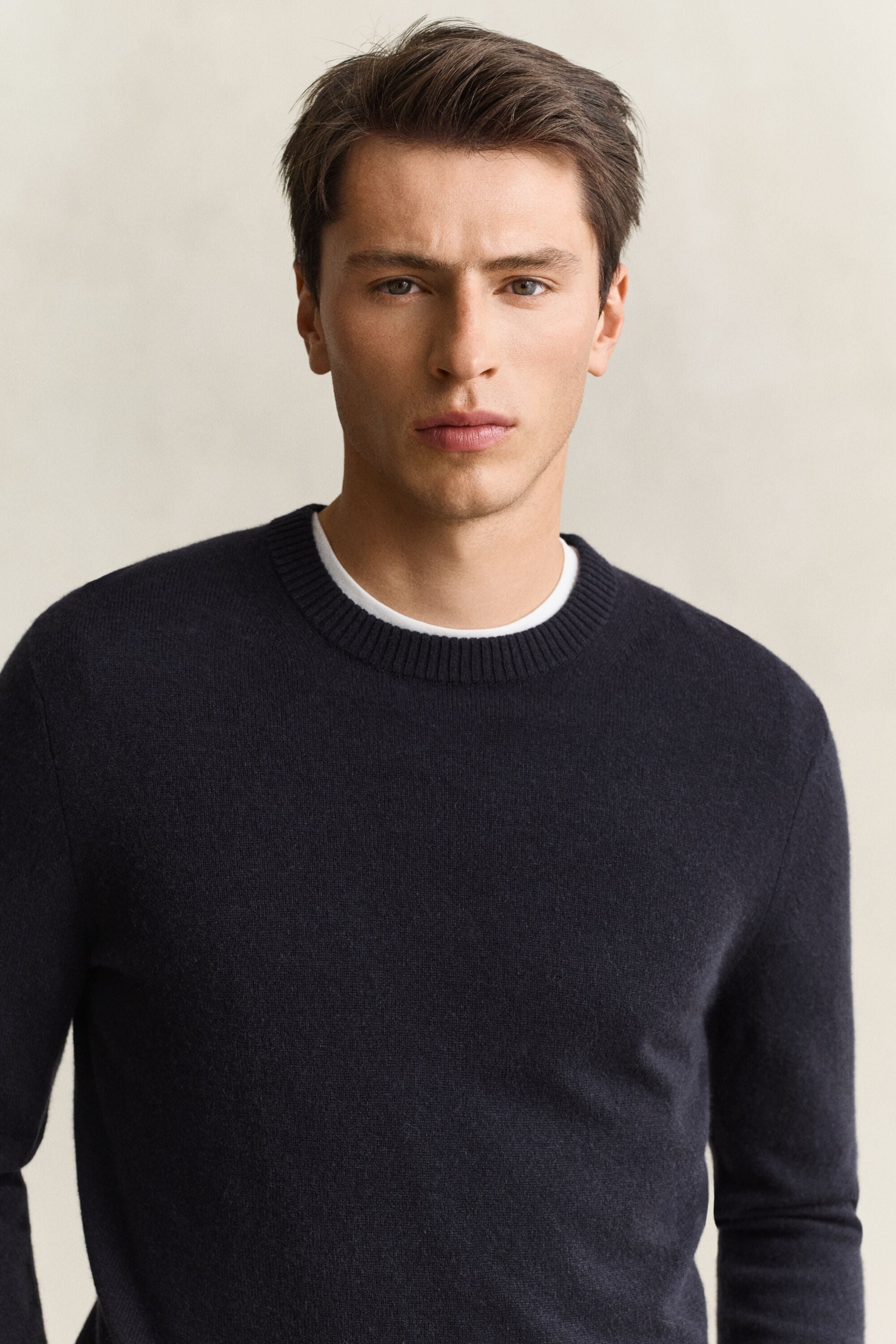 Jersey de cuello redondo en cachemir