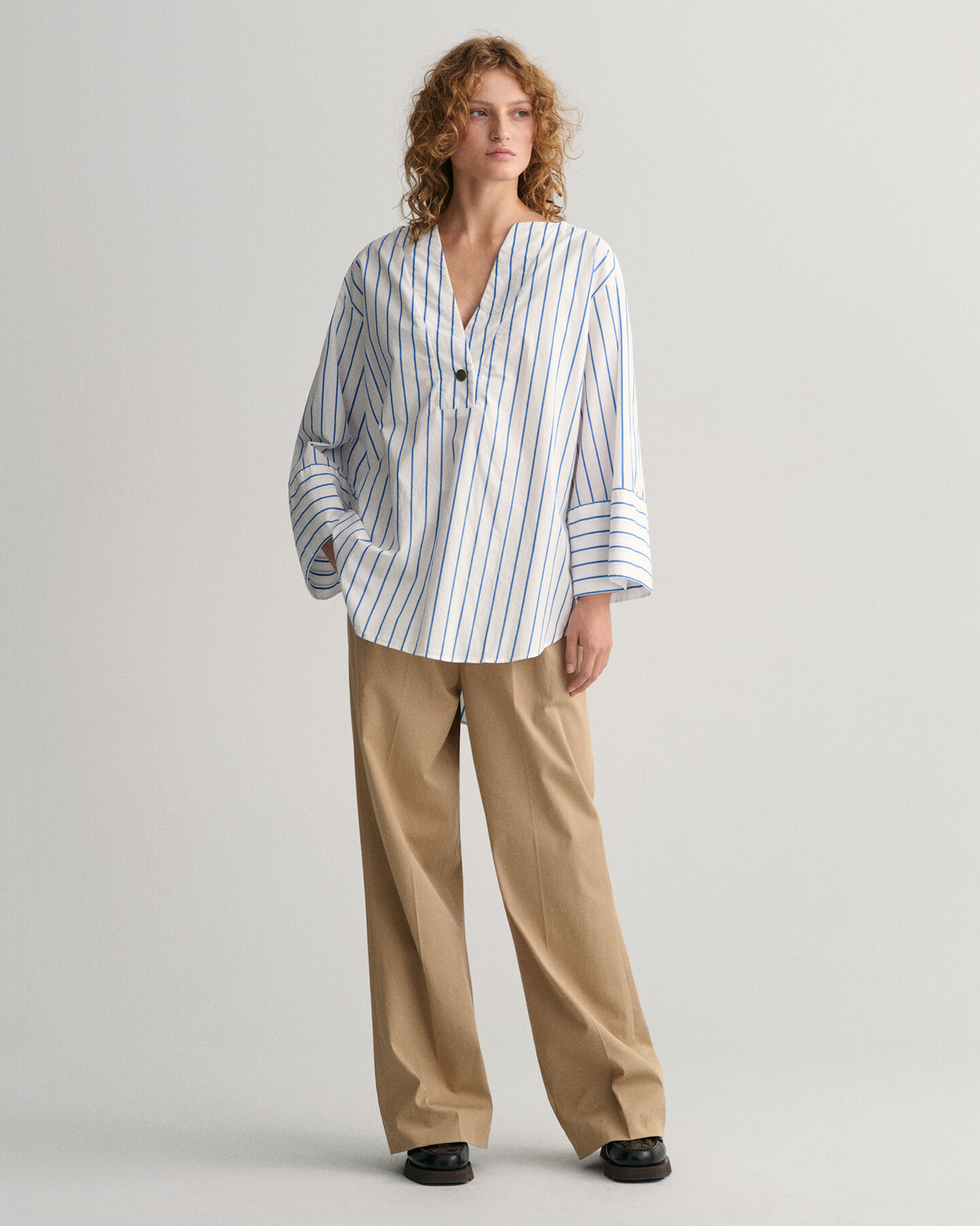 Camisa Relaxed Fit Popover a rayas