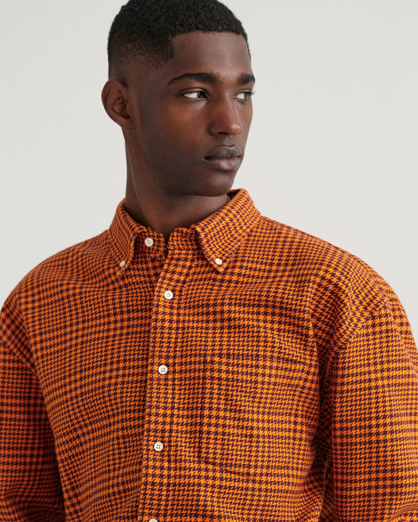 Camisa extragrande de algodón Houndstooth