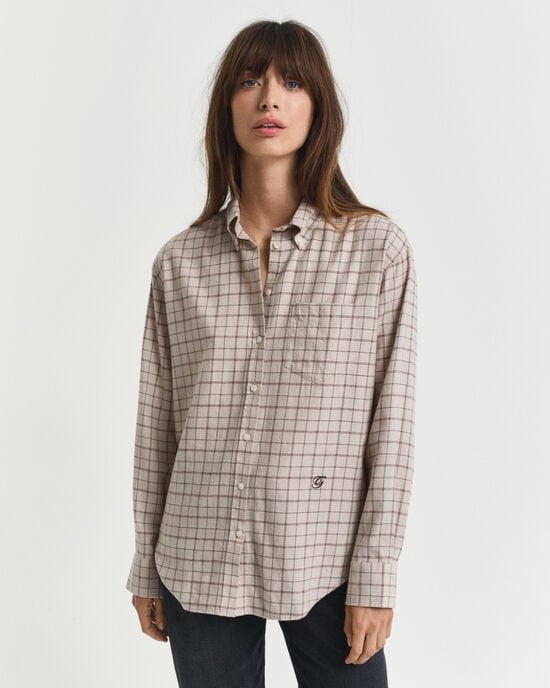 Camisa Relaxed Fit de franela perchada a cuadros