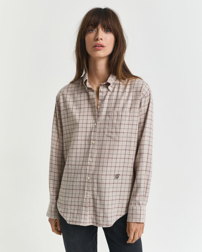 Camisa Relaxed Fit de franela perchada a cuadros
