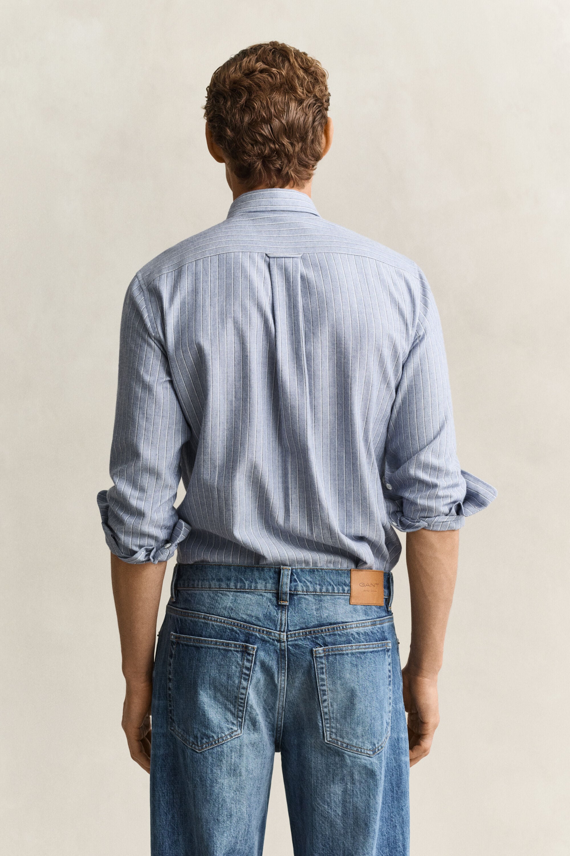 Camisa de franela jaspeada a rayas