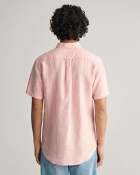 Camisa Regular Fit de manga corta y lino a rayas