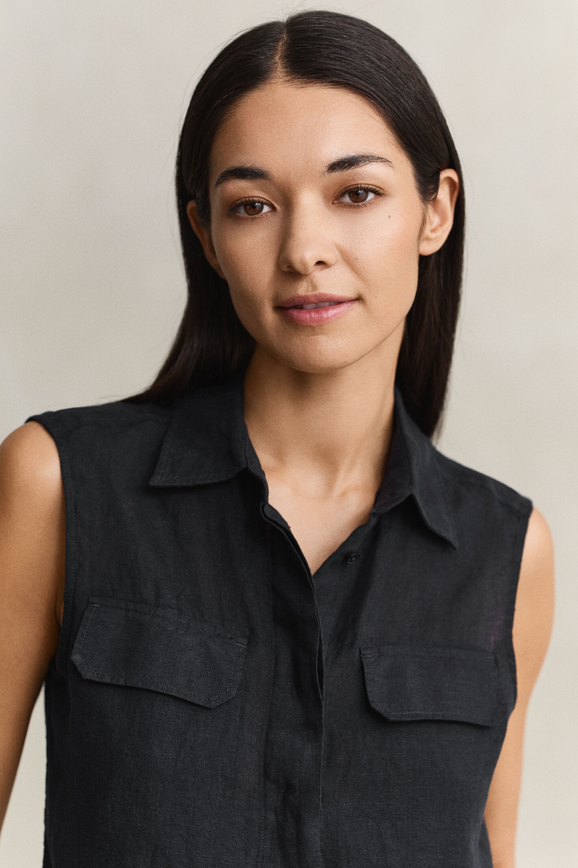 Camisa de lino sin mangas