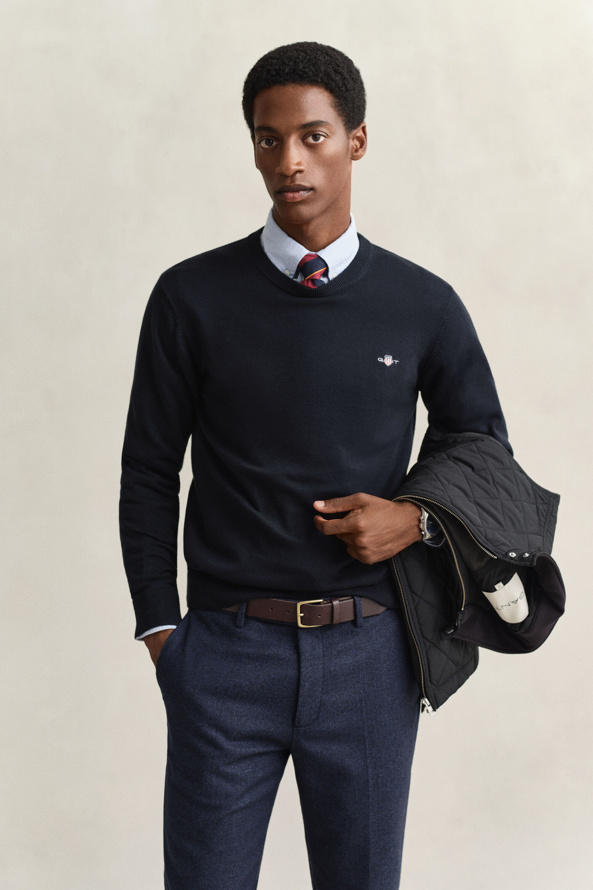 Jersey de algodón con cuello redondo