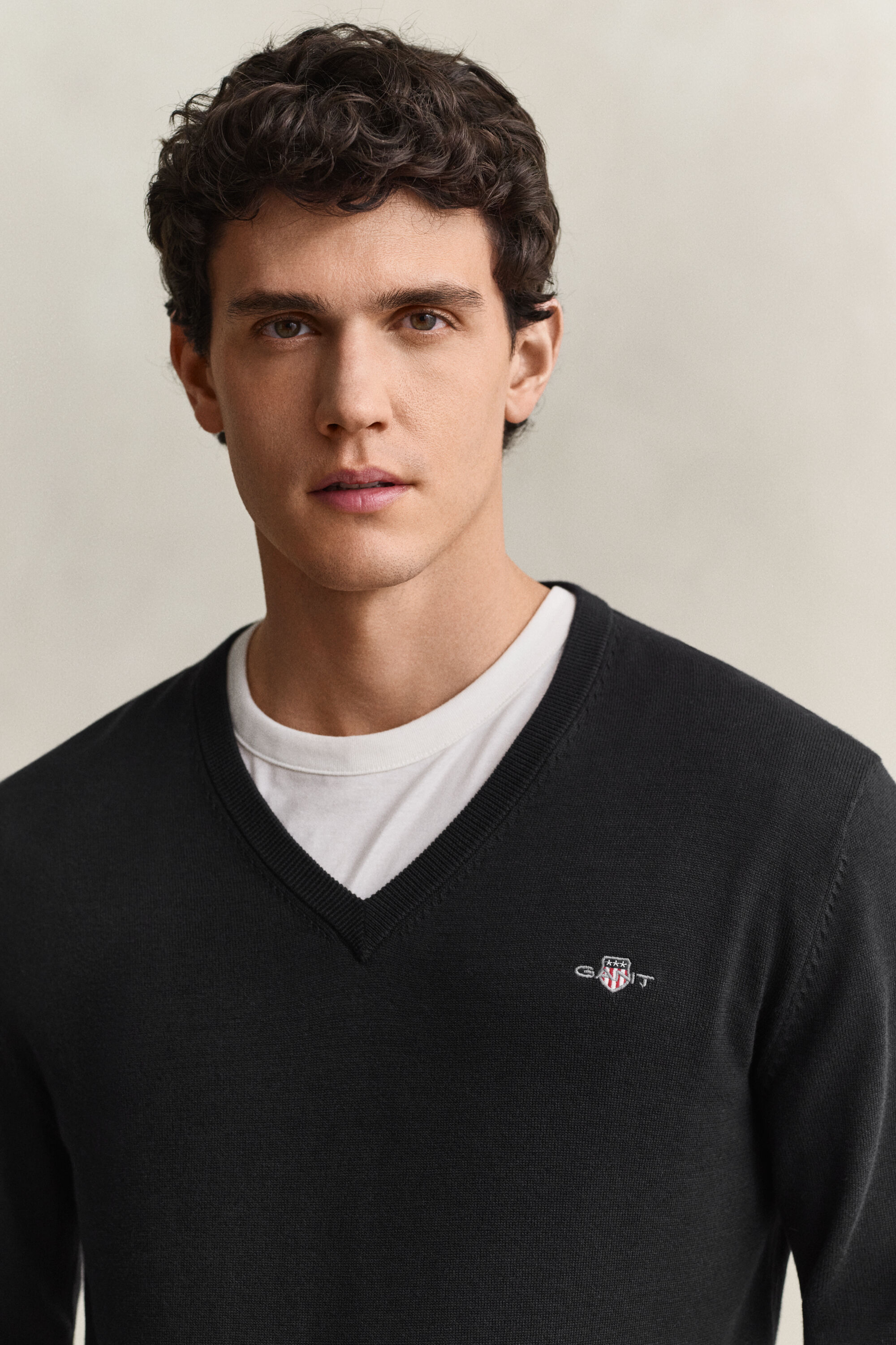 Jersey de algodón con cuello de pico