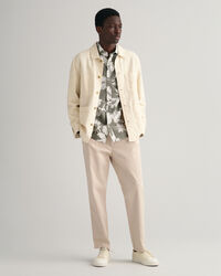 Camisa Regular Fit de algodón y lino con estampado de girasoles