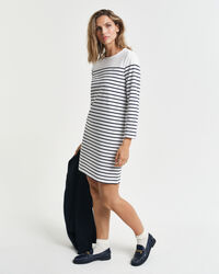 Vestido de cuello redondo a rayas bretonas