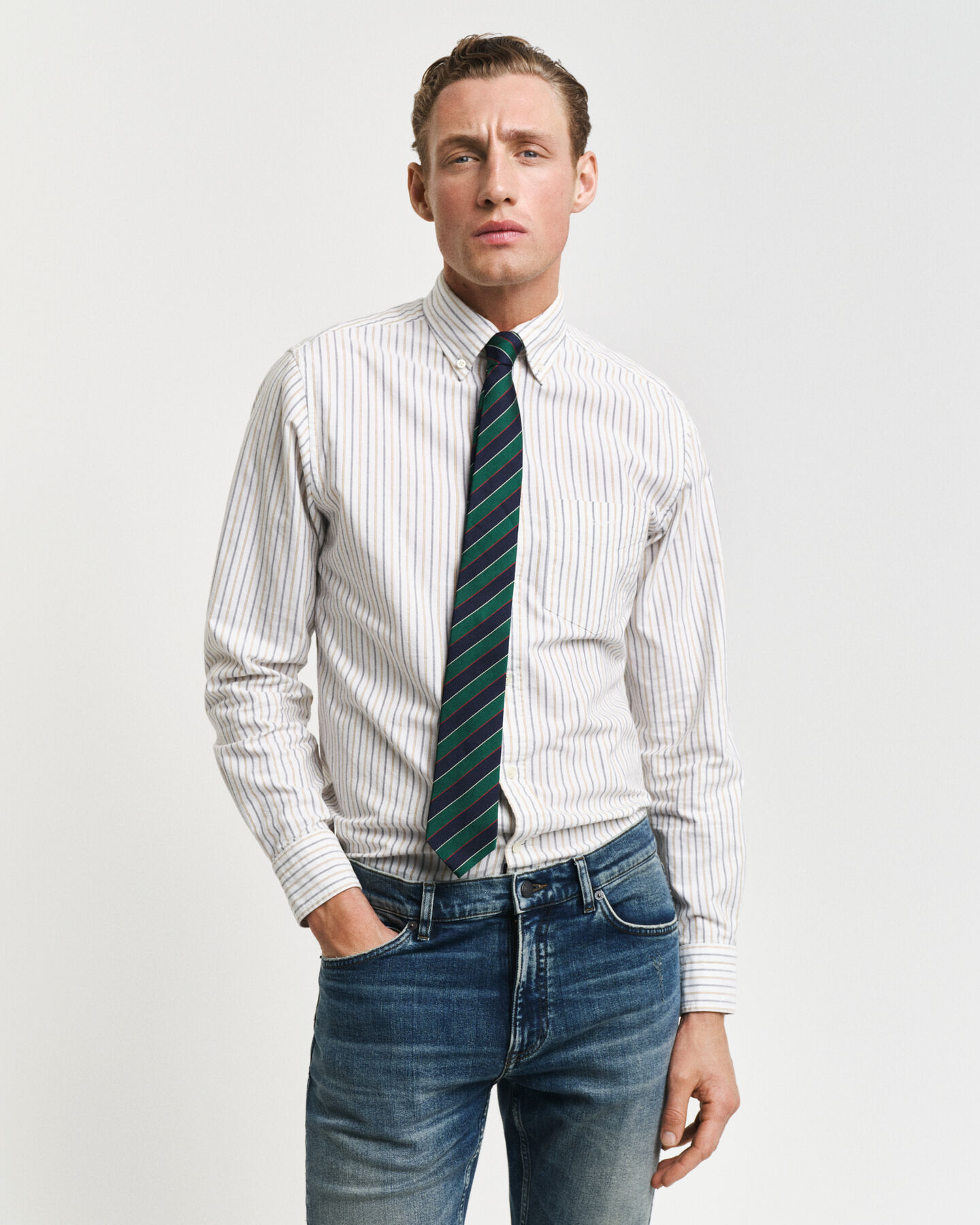 Camisa Oxford clásica Regular Fit a rayas