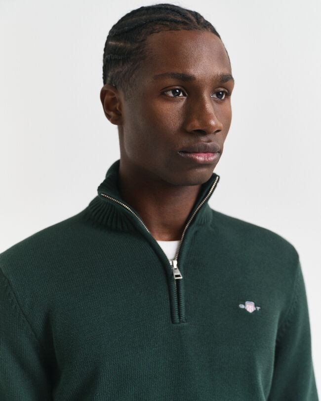 Jersey de algodón con media cremallera Casual