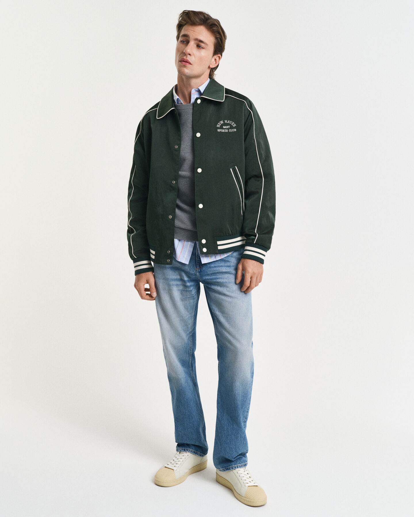 Jersey de cuello redondo en piqué de algodón