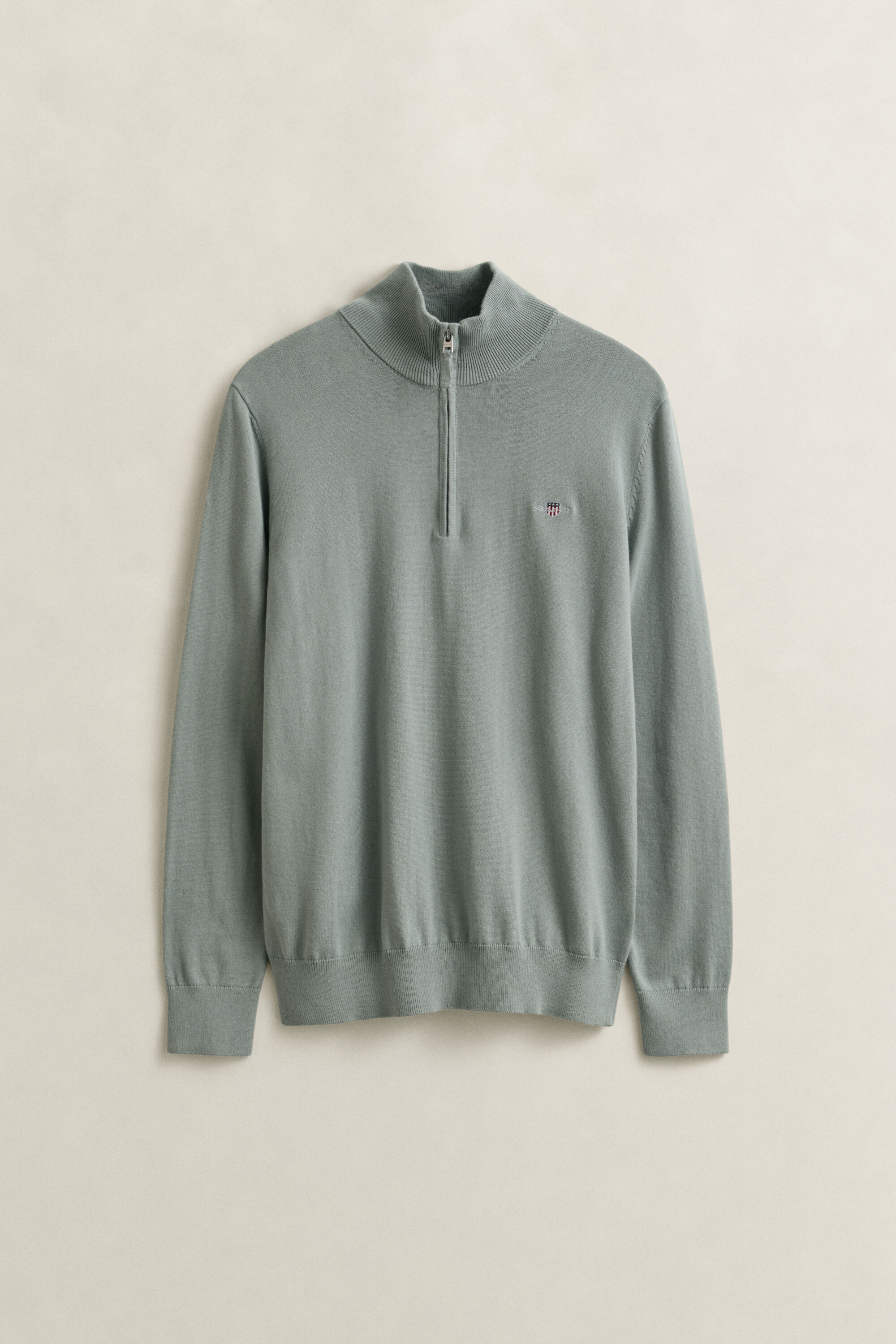 Jersey clásico de algodón con media cremallera