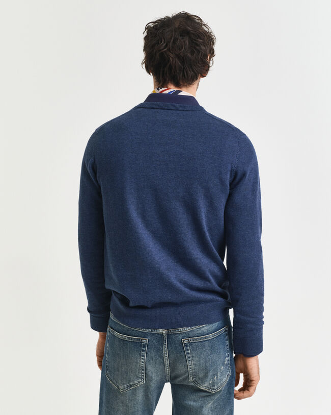 Jersey clásico de algodón con cuello de pico