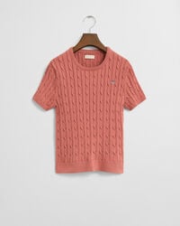 Jersey de manga corta de punto de ochos en algodón elástico Teen Girls