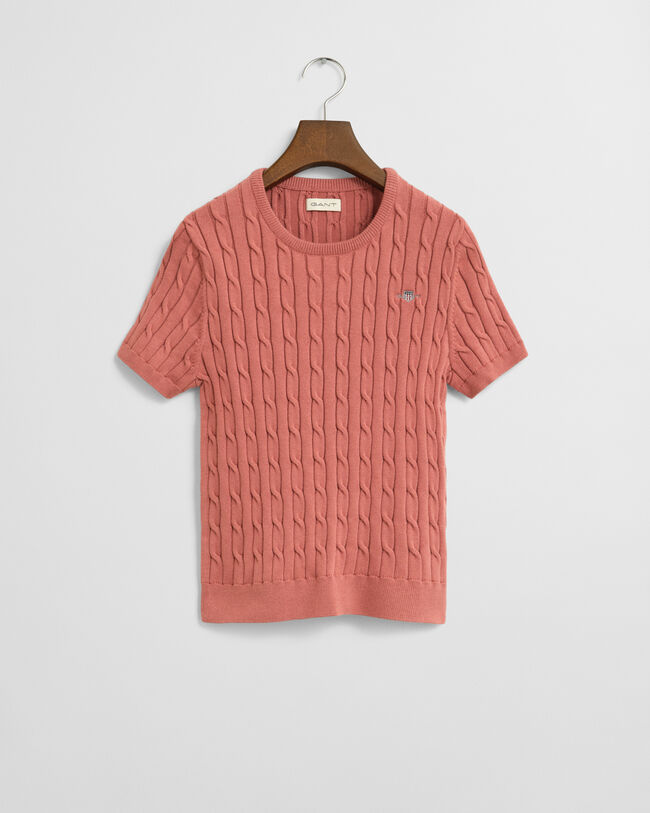 Jersey de manga corta de punto de ochos en algodón elástico Teen Girls