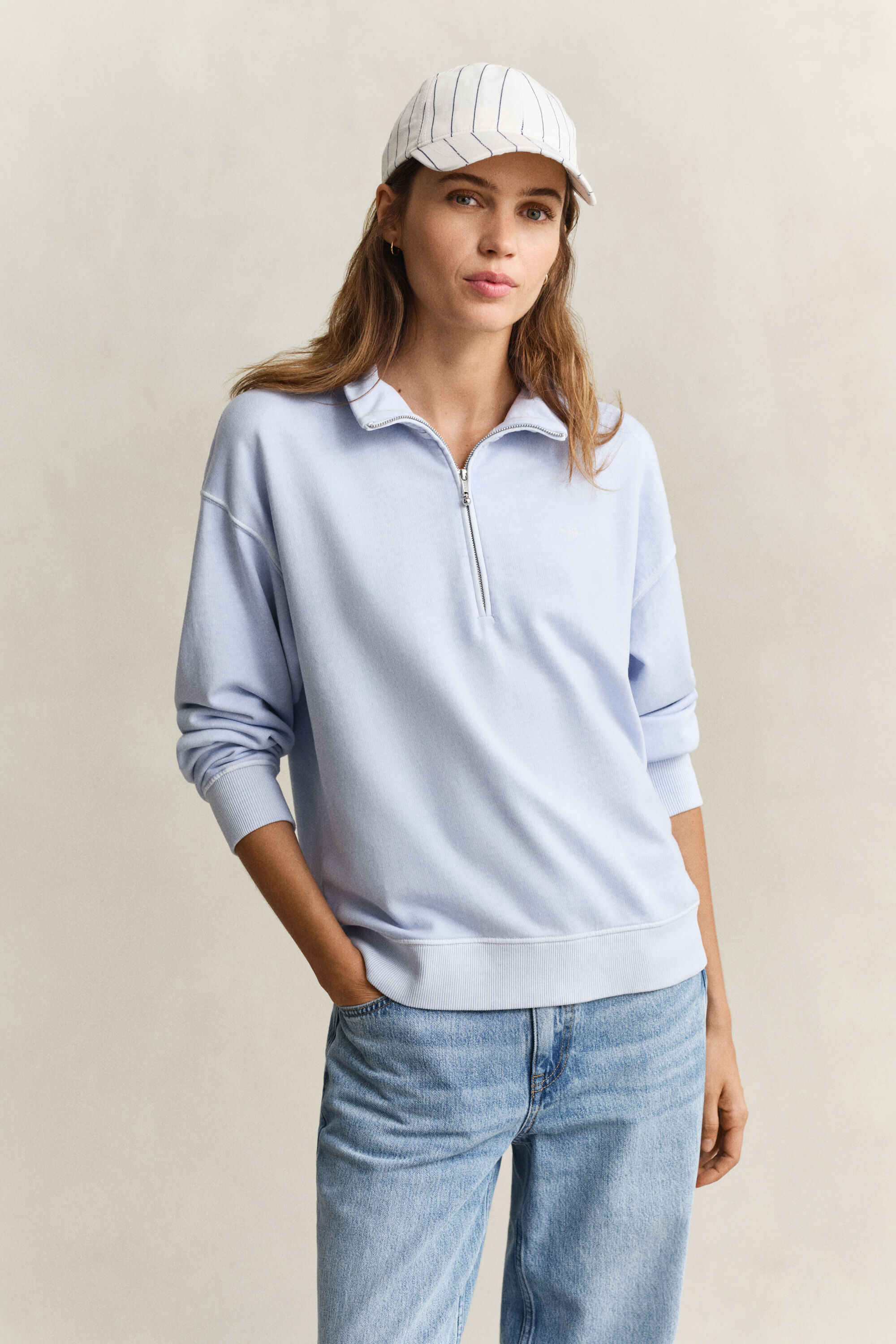 Sudadera lavada Shield con media cremallera