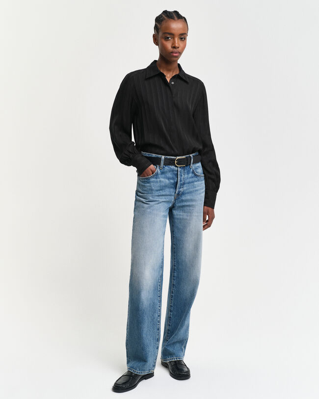 Camisa de sat&eacute;n a rayas Regular Fit