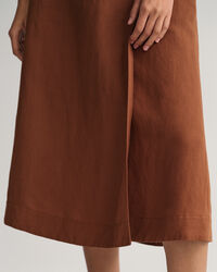 Falda midi de viscosa y lino