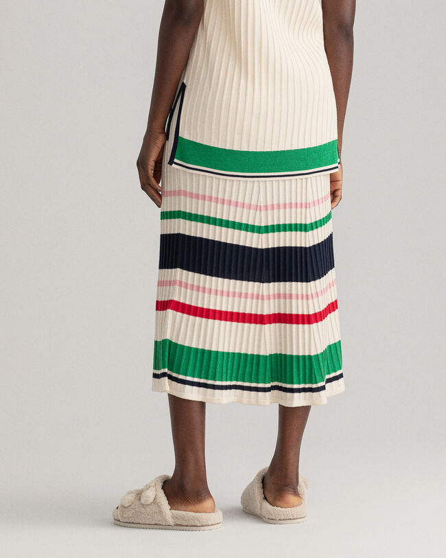 Falda de punto acanalado a rayas