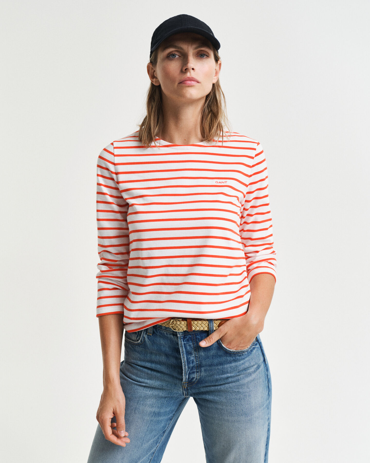 Camiseta de manga 3/4 a rayas bretonas