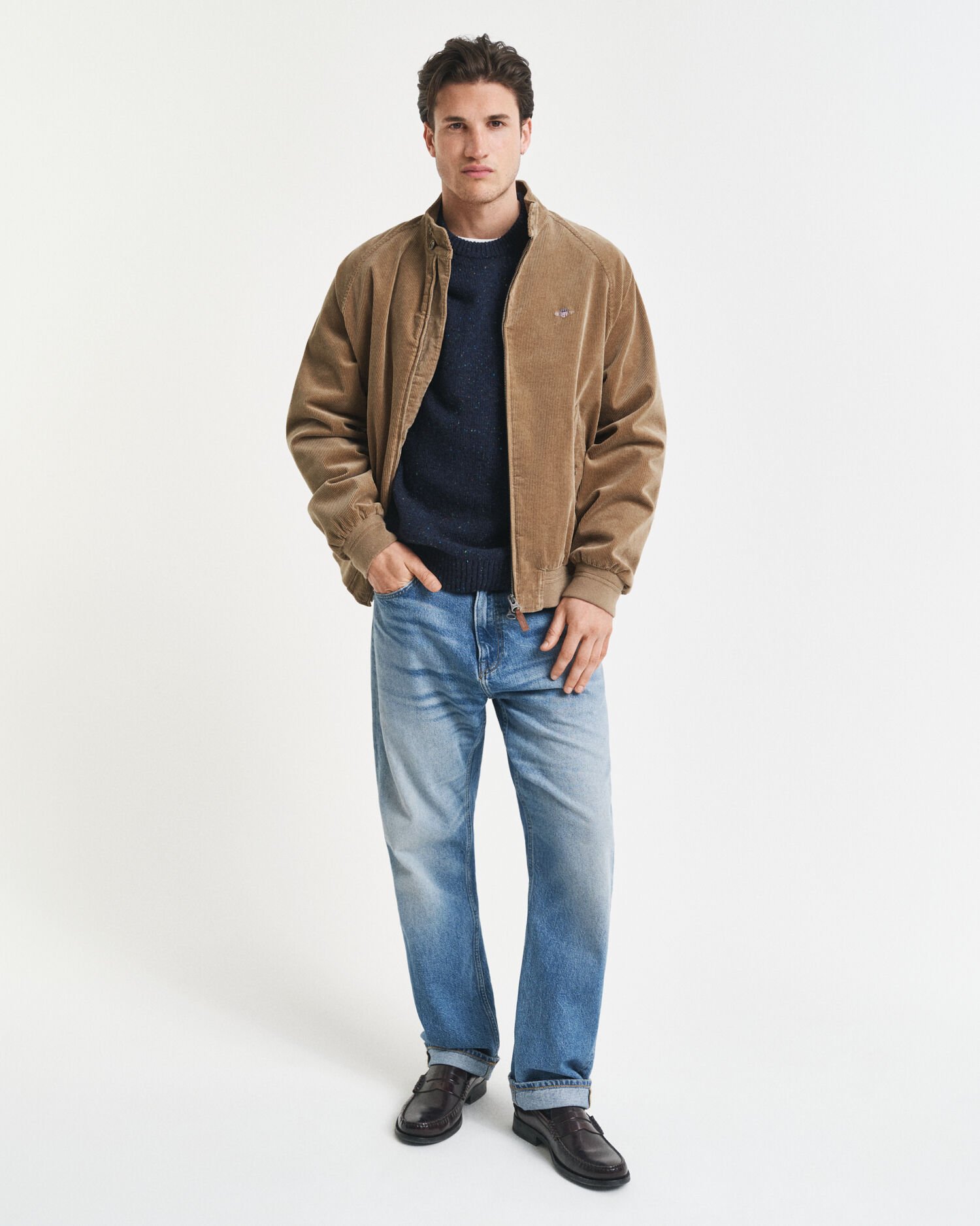 Jersey de cuello redondo en mezcla de lana con nepps