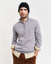 Jersey con media cremallera en lana merino extrafina