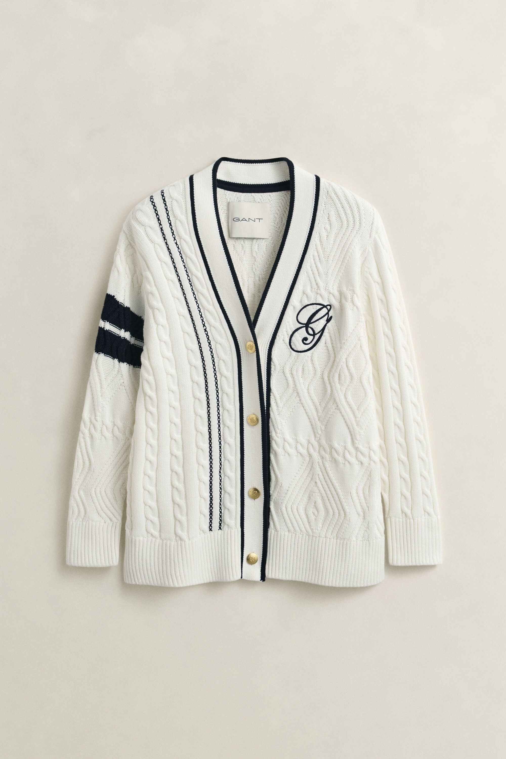 Cárdigan de punto de ochos Varsity