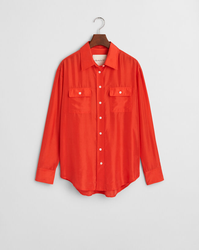 Camisa Relaxed Fit de seda habotai