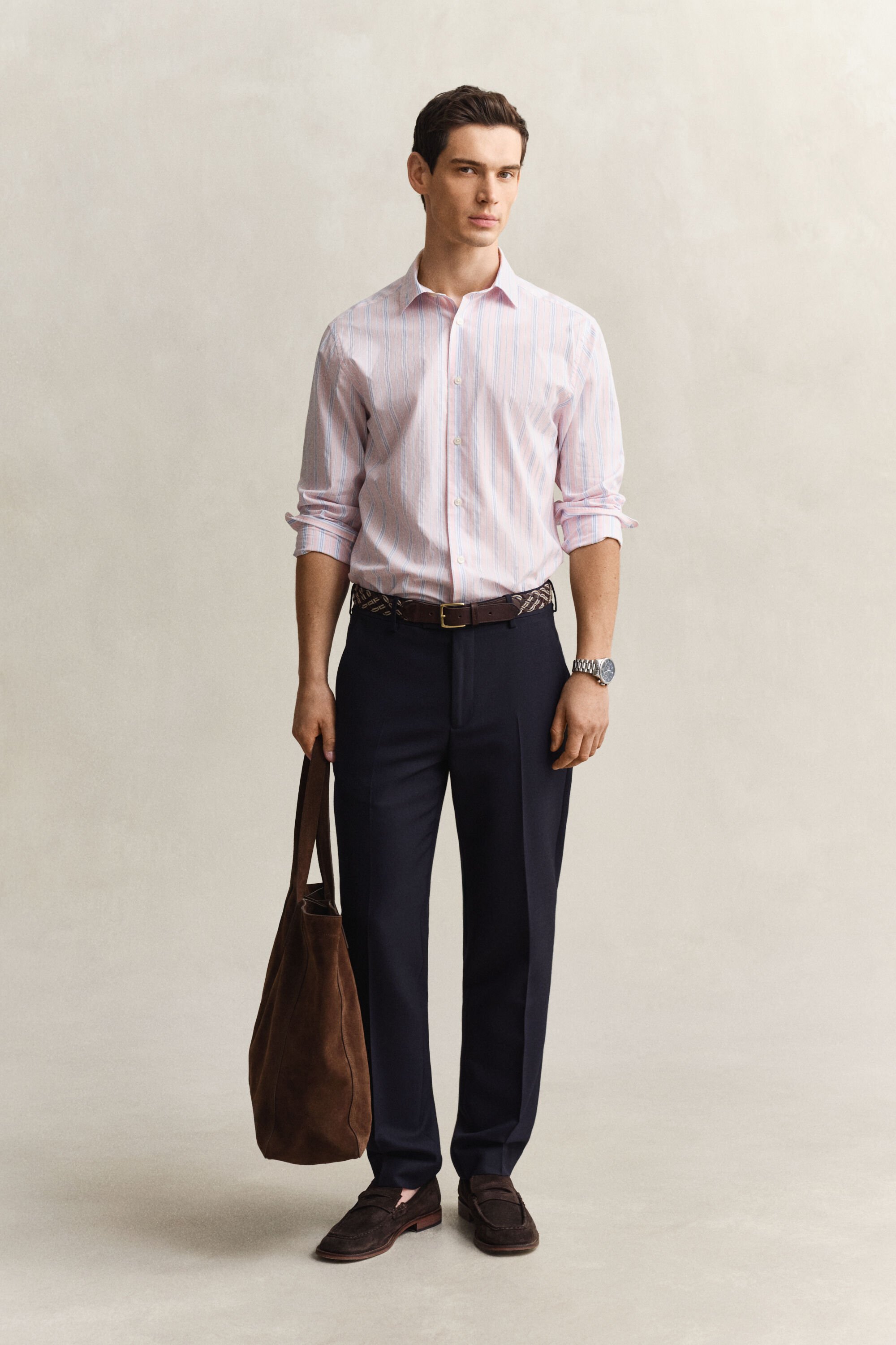 Camisa Regular Fit con textura labrada de rayas