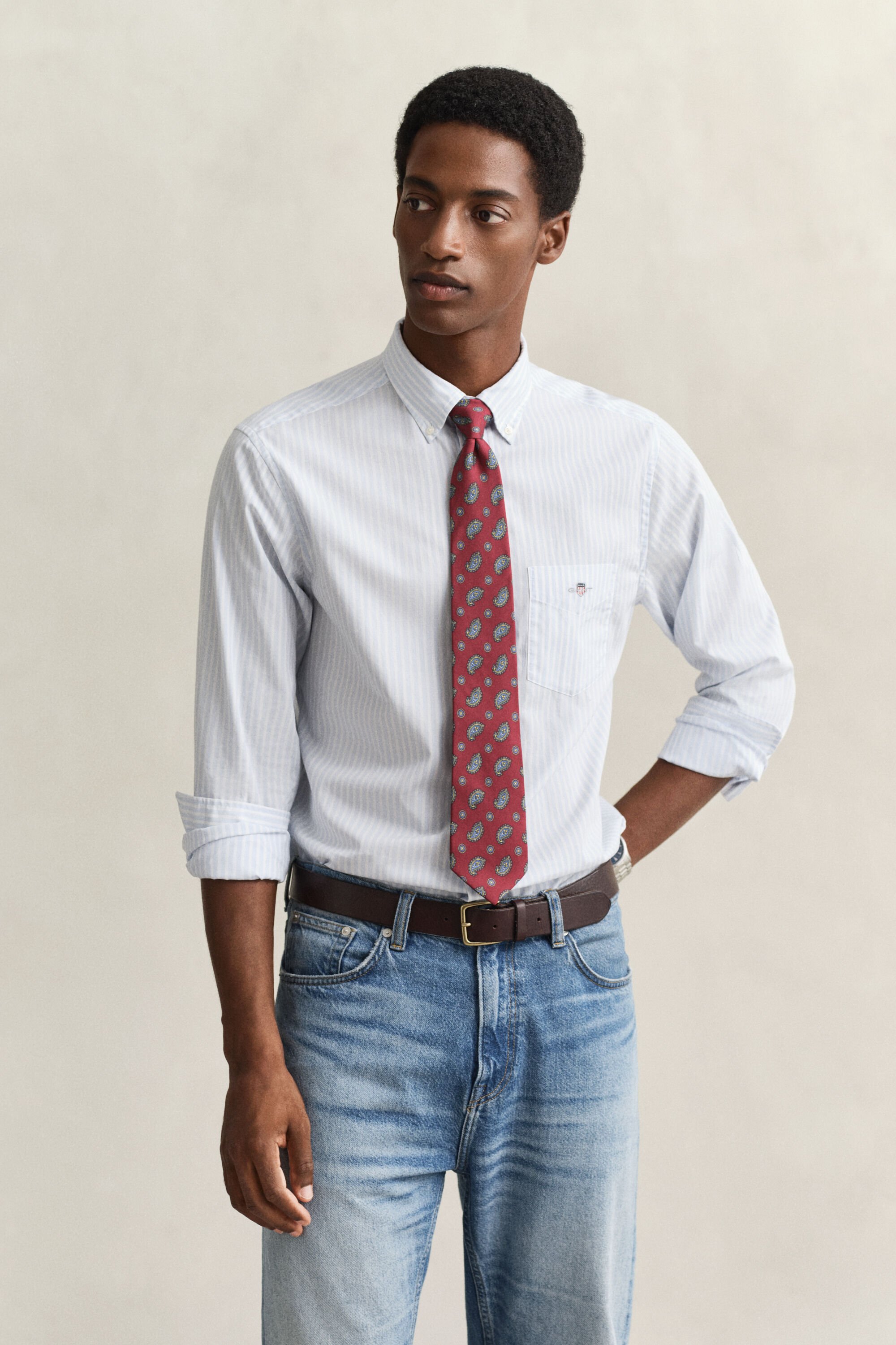 Camisa clásica de popelina a rayas