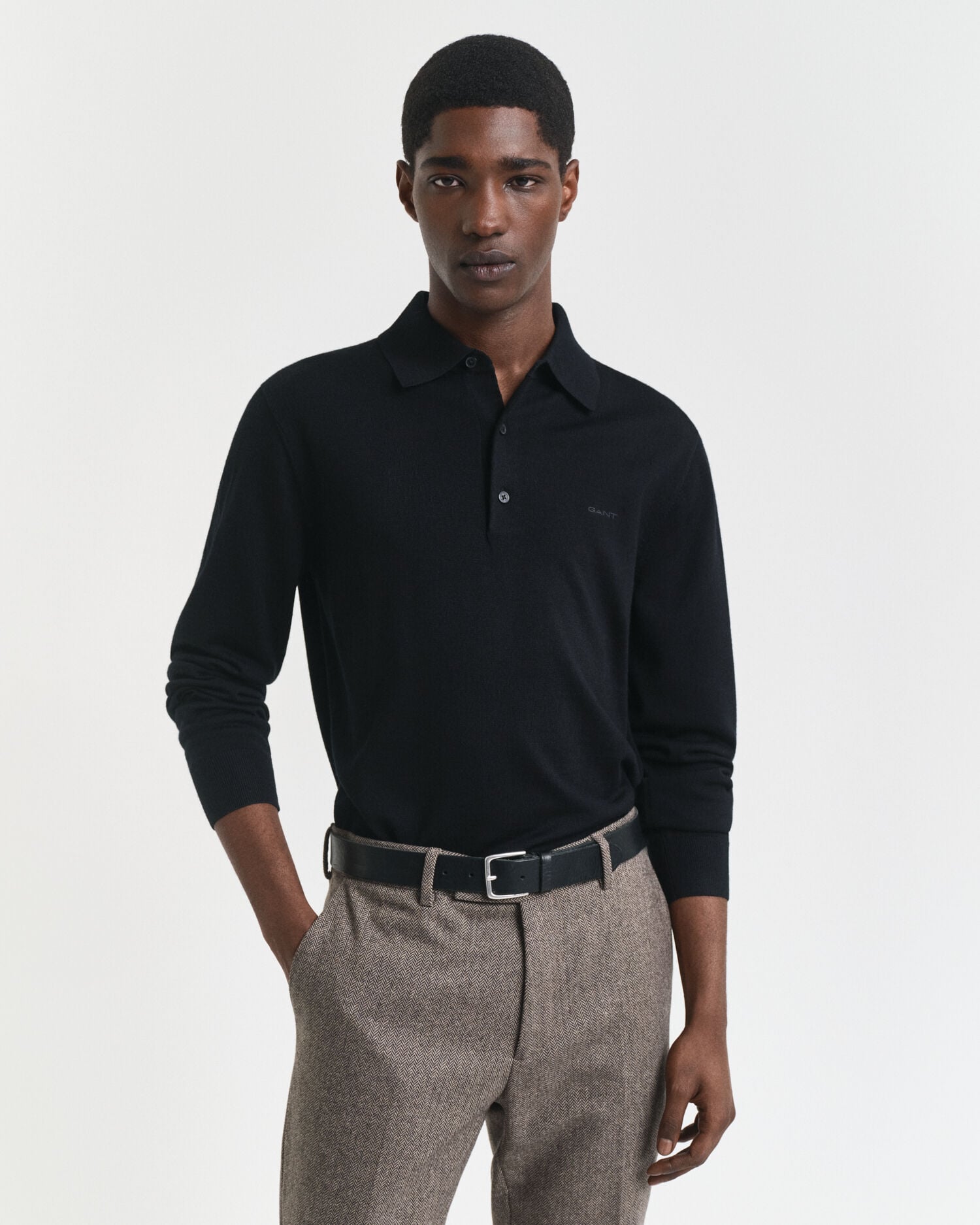 Jersey tipo polo de lana merino extrafina