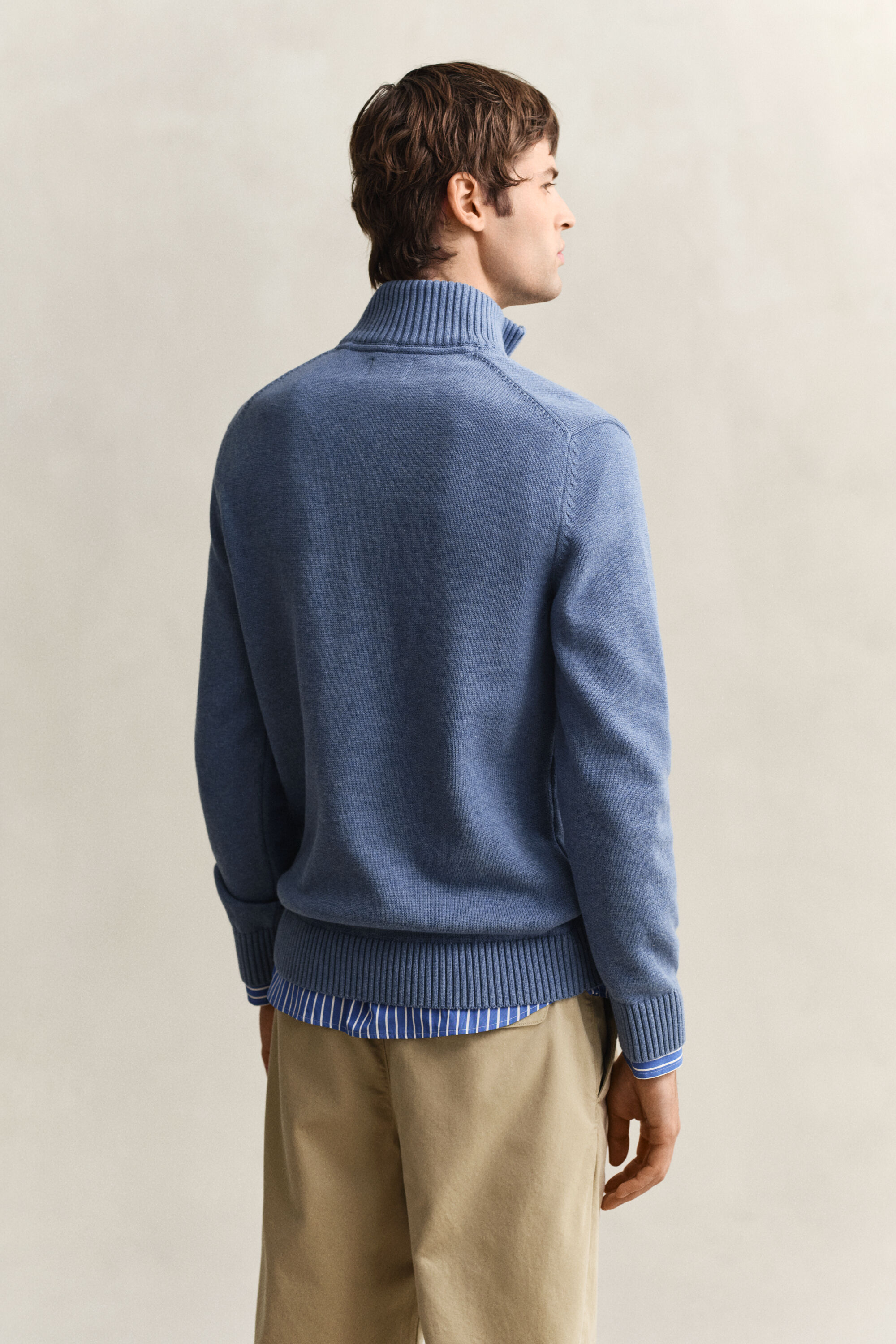 Jersey de algodón con media cremallera Casual