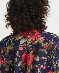 Camisa Relaxed Fit de seda y algod&oacute;n con estampado de rosas