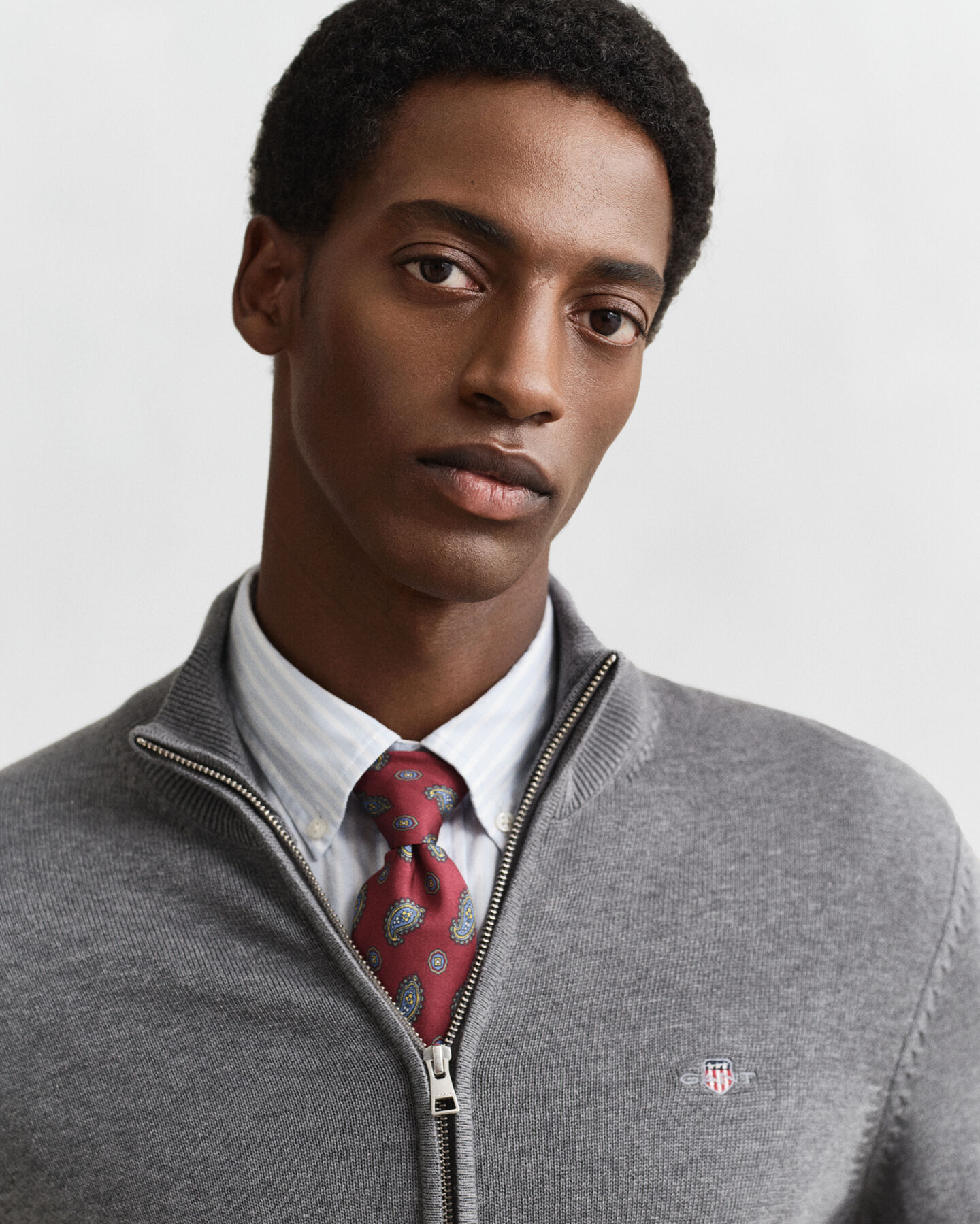 Cárdigan de algodón con cremallera Casual