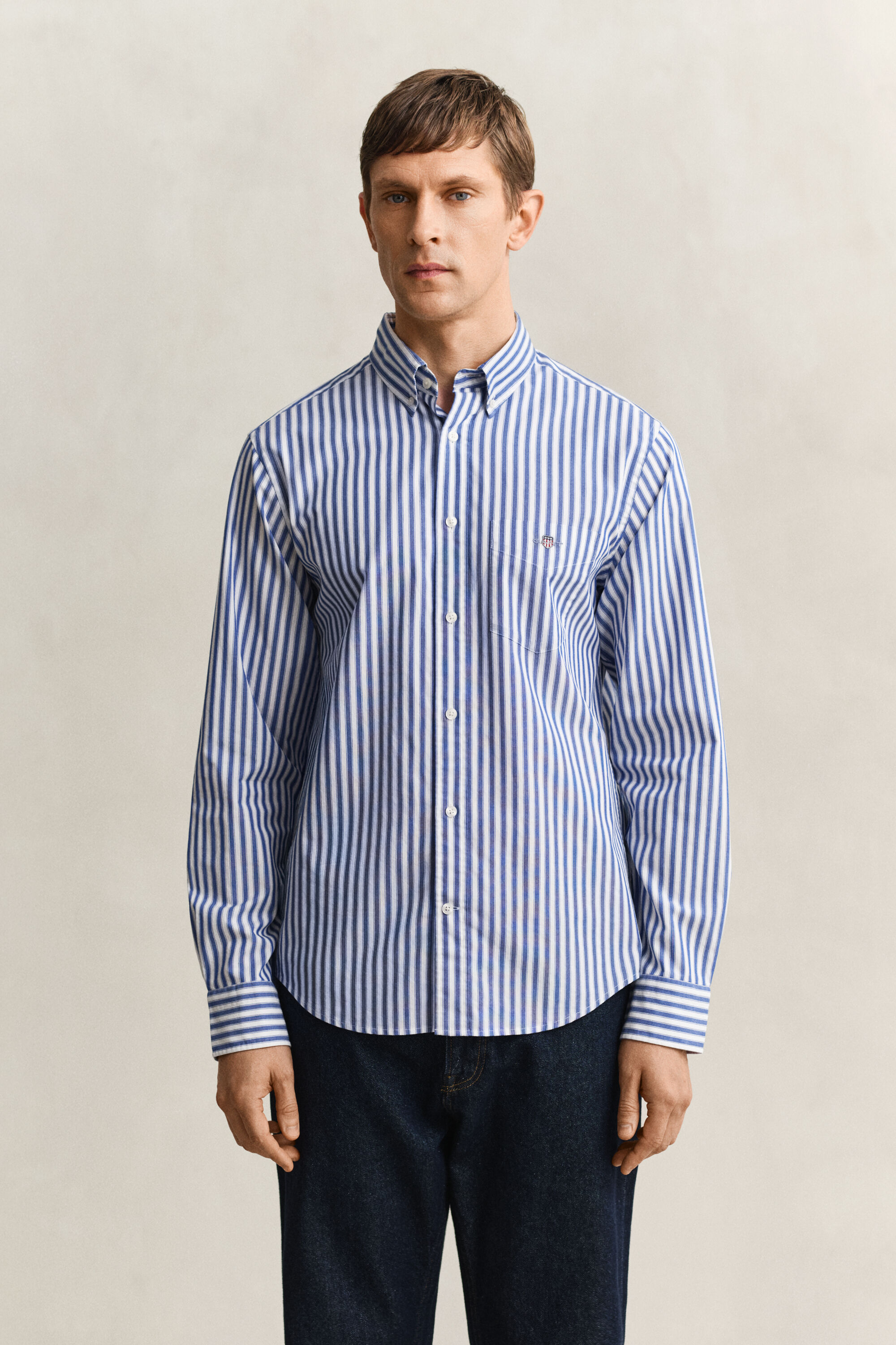 Camisa clásica de popelina a rayas