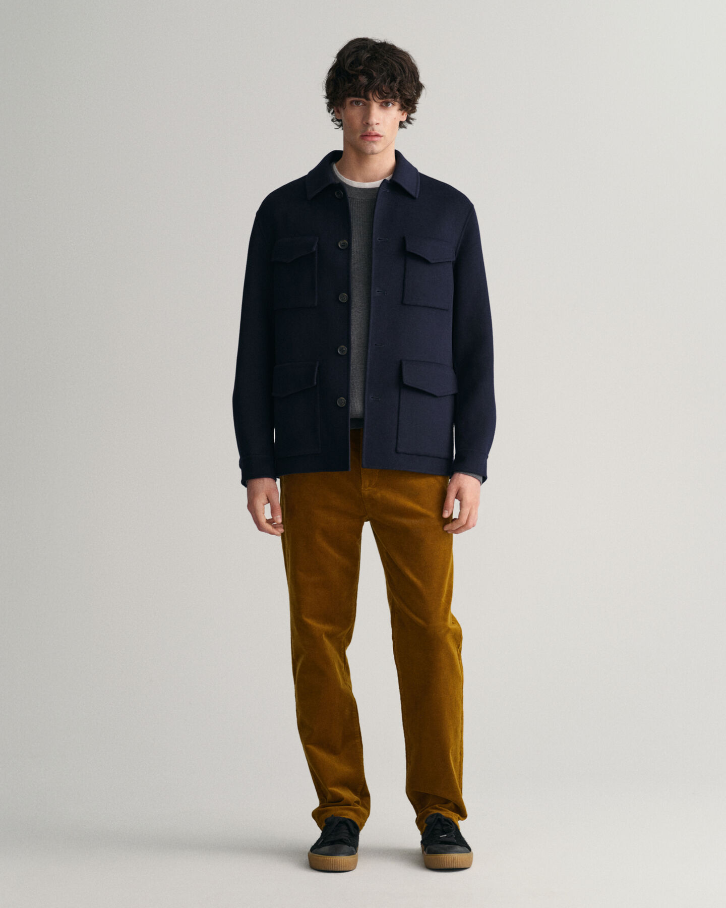 Jersey de cuello redondo de lana y algod&oacute;n acanalado