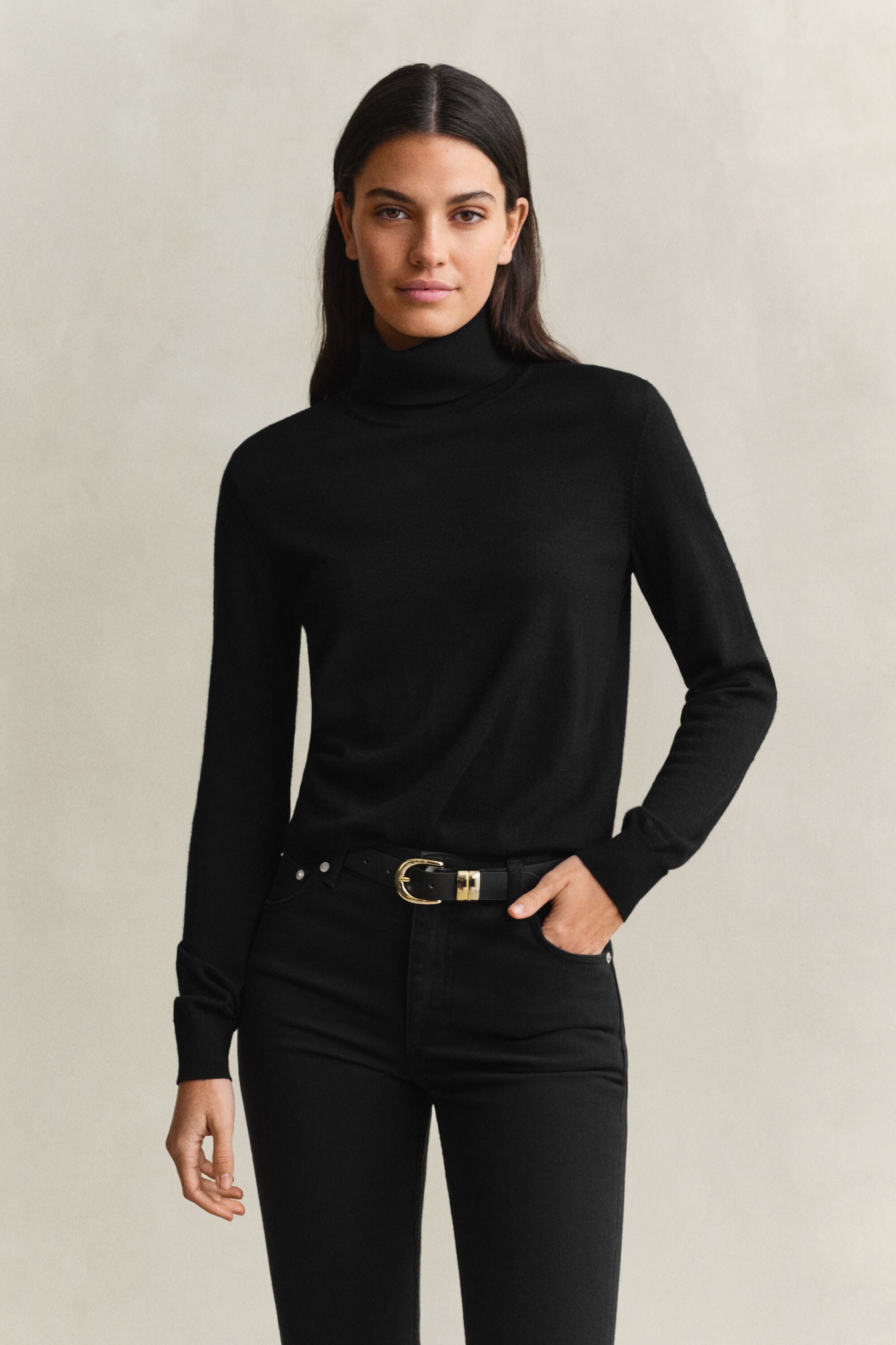 Jersey con cuello de cisne de lana merino extrafina