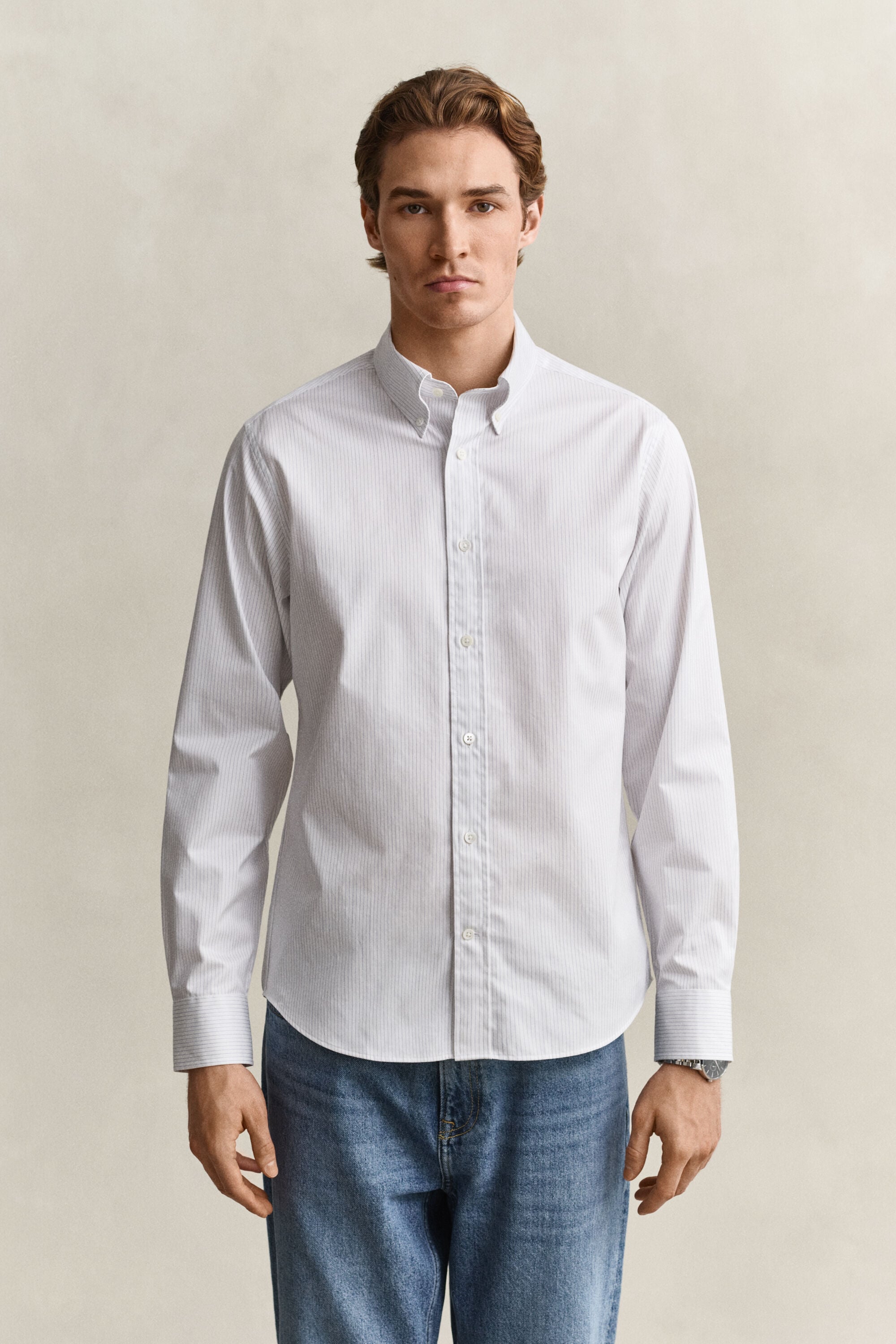 Camisa de vestir de sarga a rayas