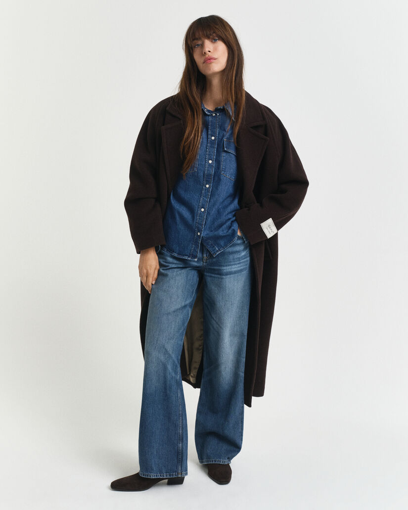 Camisa vaquera Regular Fit con manga abullonada