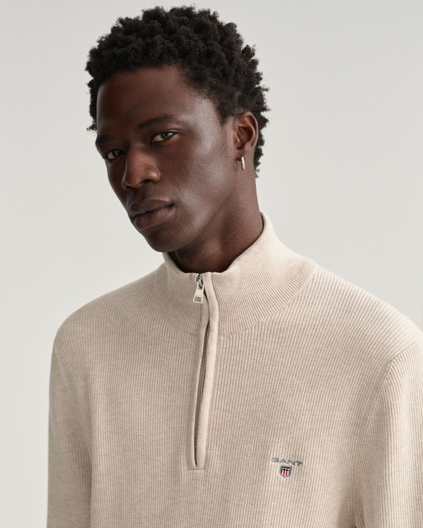 Jersey acanalado con media cremallera Texture