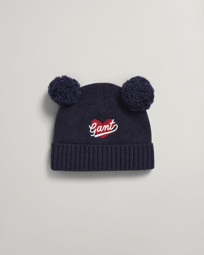 Gorro con pompones y dise&ntilde;o de coraz&oacute;n Girls
