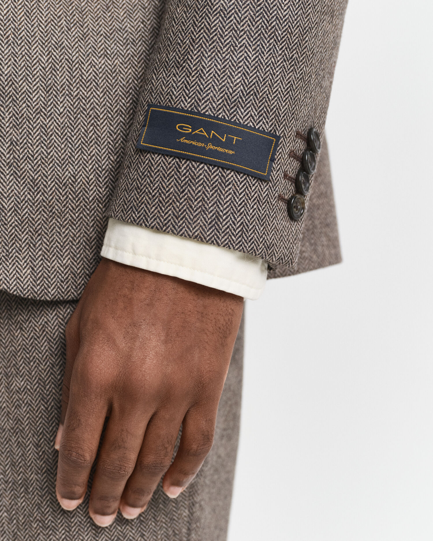 Chaqueta de traje Slim Fit de franela con diseño de espiga