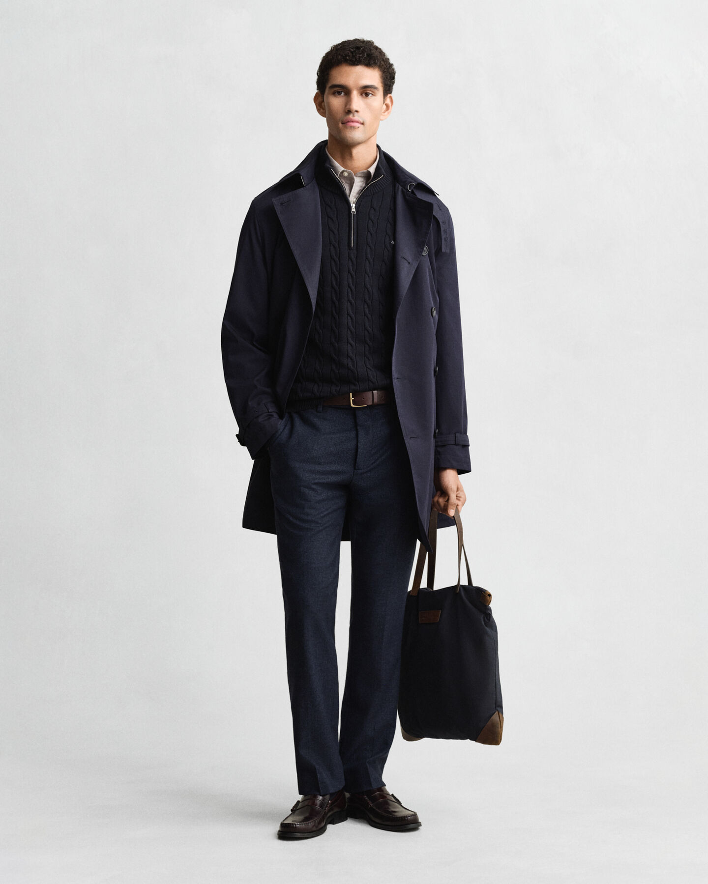 Jersey de punto de ochos con media cremallera en algodón